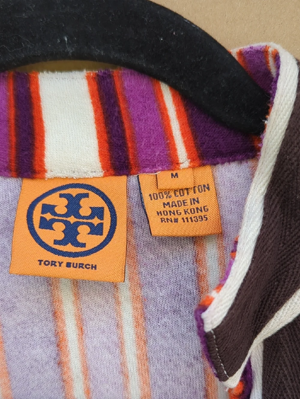 Tory Burch Striped Terry Tunic Top Purple  70s Resort Beach Coverup Mod Rad Rare